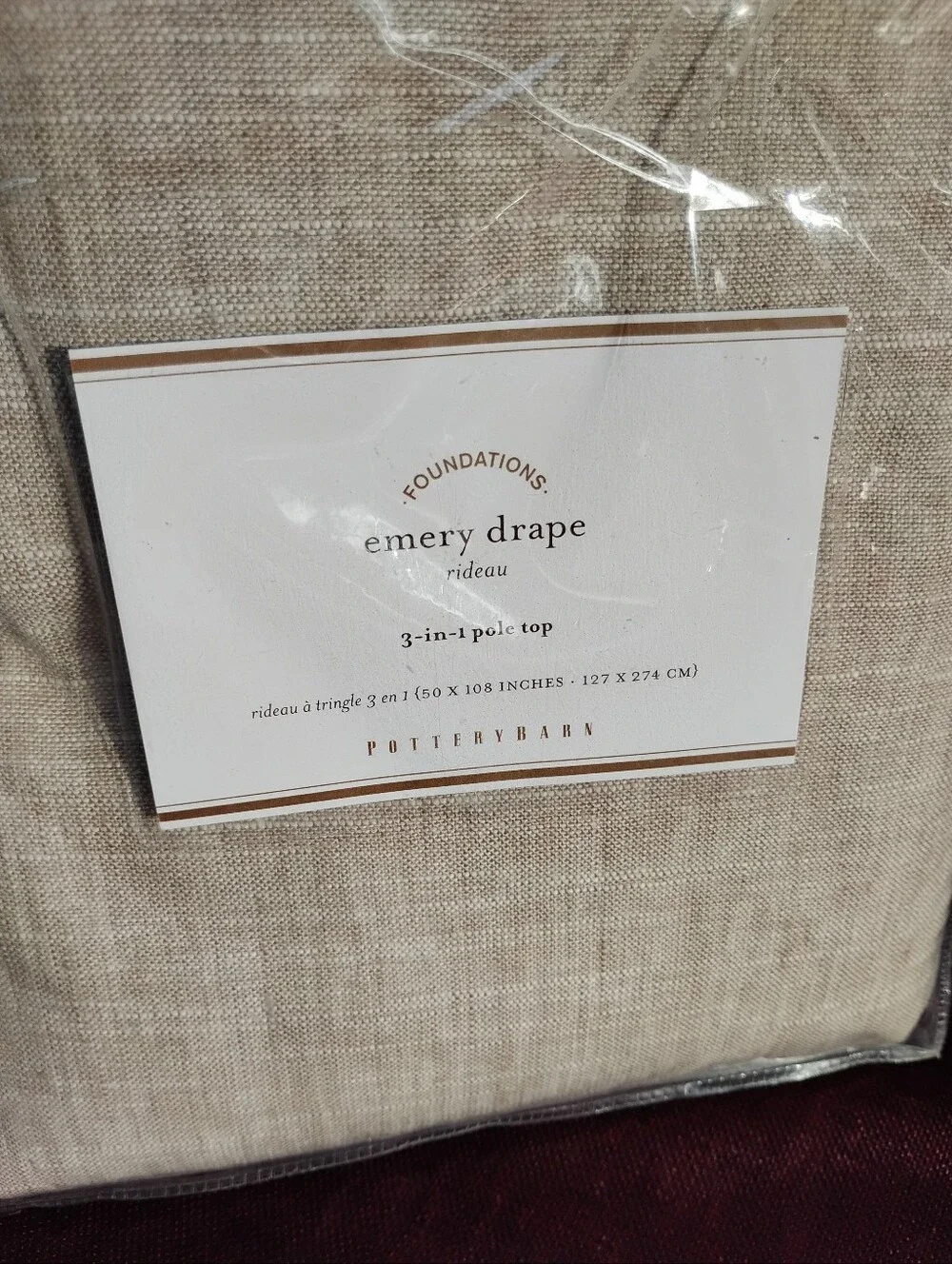 Pottery Barn Emery Linen Curtain Panel Oatmeal Beige 50x108